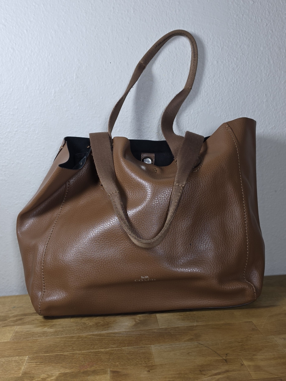 Coach F58660 Derby Tote Saddle Brown Pebbled Leather Large Shoulder Bag